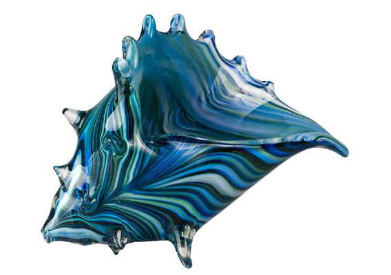 Coloured Glass Shell Triton Blue 23x15cm