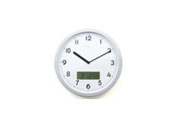 White Dial & LCD Day Date Temp Plastic Case Clock 30cm