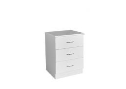 450w WHITE 3 DRAWER BEDSIDE CHEST