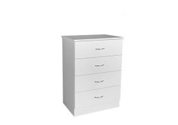600w WHITE 4 DRAWER BEDSIDE CHEST