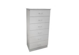 600w WHITE 6DRAWER BEDSIDE CHEST