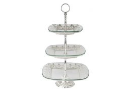 3 Tier Glass/Silver Stand