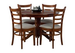5 PCE 42" MUSTANG EXTENSION DINING SETTING NEW FABRIC