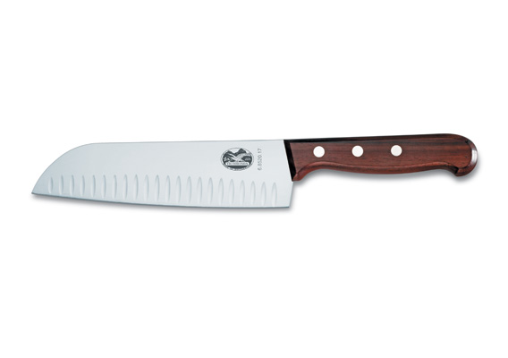 Victorinox Rosewood Santoku Knife 17cm Fluted Wide Blade