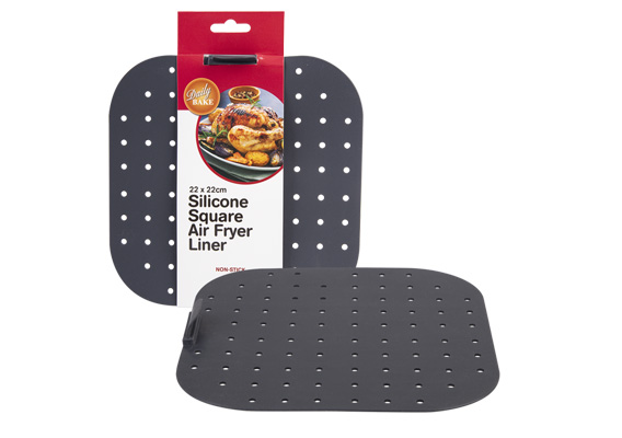 Daily Bake Silicone Square Air Fryer Liner 22 X 22Cm - Charcoal