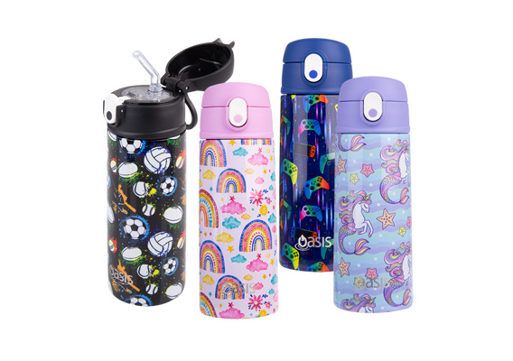Oasis Stainless Steel Double Wall Insulated Kid'S Drink Bottle With Sipper 550Ml