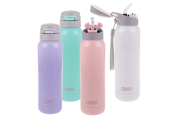 Oasis Stainless Steel Double Wall Insulated Sports Bottle W/ Straw 500Ml