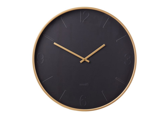 Amalfi Modern Black Wall Clock Jet Black/Gold 60X6X60Cm