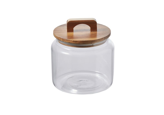 Davis & Waddell Glass Jar With Acacia Lid Clear 15X15X16Cm/1500Ml