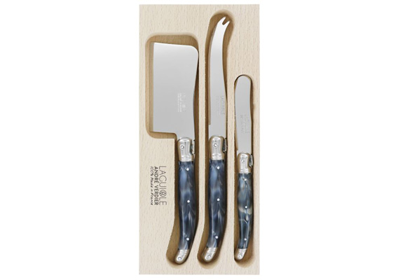 Debutant Cheese Knife Set 3Pce Marbled Grey Cleaver 21Cm/Cheese 23Cm/Pate 17Cm/Gb 25X11X2Cm
