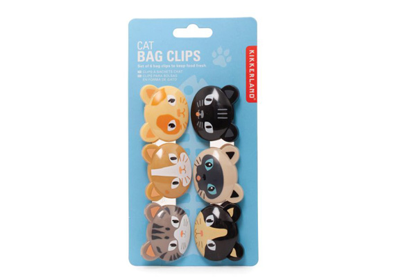 Kikkerland Cat Bag Clips (Set Of 6) Multi-Coloured 3X4 X4Cm