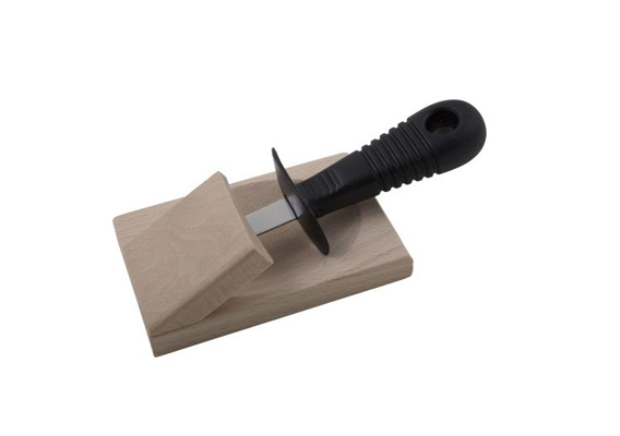 Oyster Knife With Wooden Block Stainless Steel/Black Knife 15X6X3Cm/Block 11.5X7.5X4.5Cm