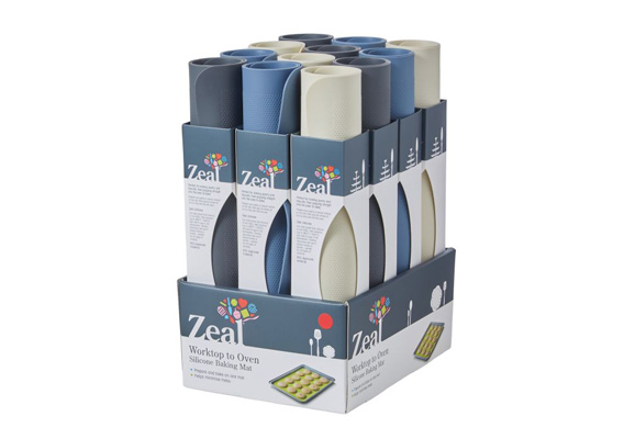 Zeal Cosy Silicone Baking Mat 3 Asst Colours Cream/Charcoal/Dark Blue 42X29X0.2Cm