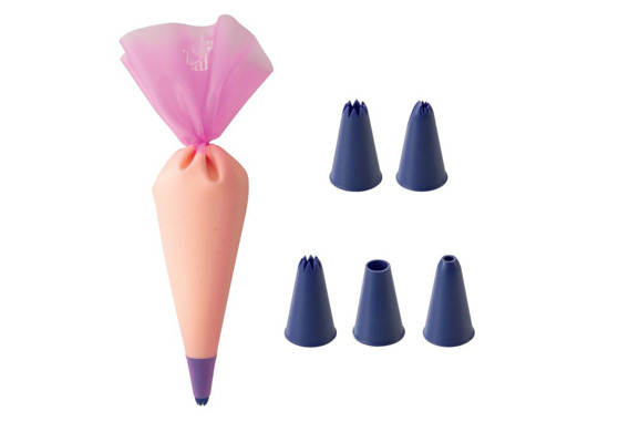 Zeal Silicone Piping Set 6Pce Pink/Purple 39X22X0.5Cm/5 Nozzles
